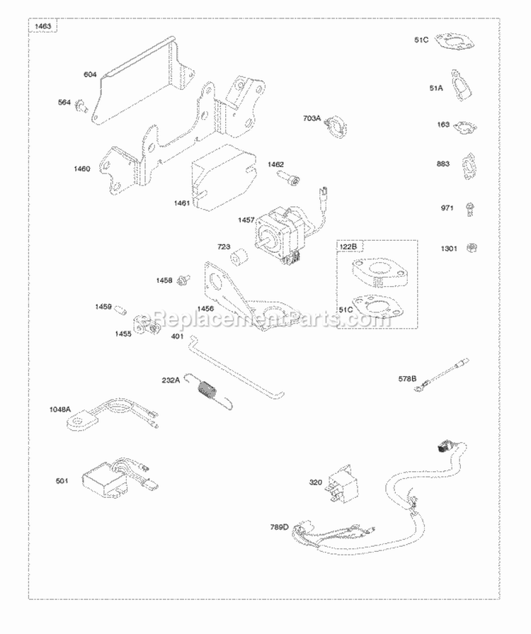 Electronic Governor Diagram and Parts List for  Briggs and Stratton Engine